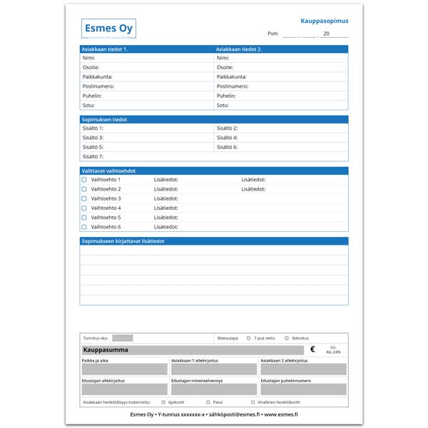 Esmes sales contract example