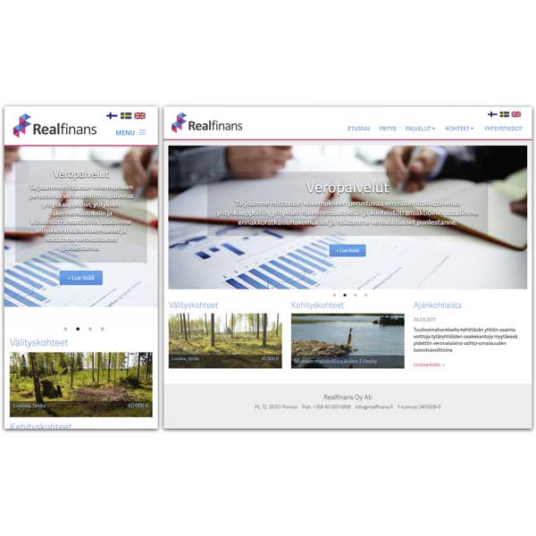 Realfinans.fi responsive layout design